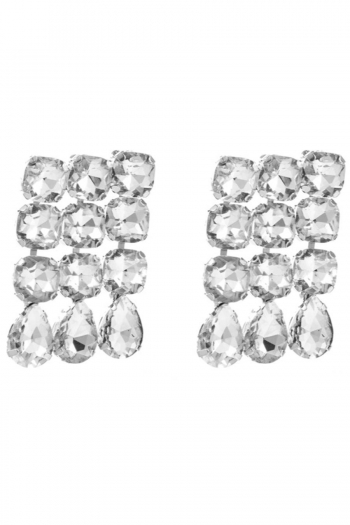 One pair stylish light luxury rhinestone tassel all-match earrings(length:4.5cm)