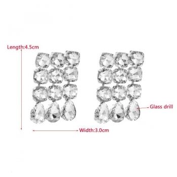 One pair stylish light luxury rhinestone tassel all-match earrings(length:4.5cm)