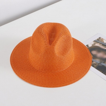 one pc orange simple jazz straw hat 56-58cm