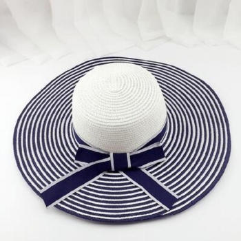 one pc stripe bow straw hat 56-58cm