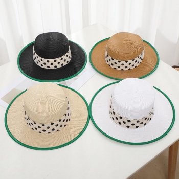 one pc polka dots decor beach straw hat 56-58cm