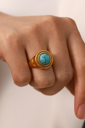 one pc retro turquoise stainless steel ring
