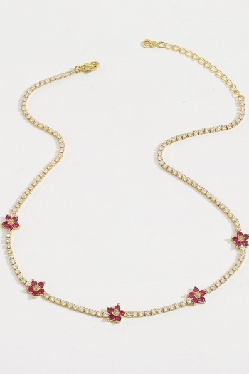 one pc new stylish flower rhinestone all-match necklace(length:37-42.3cm)