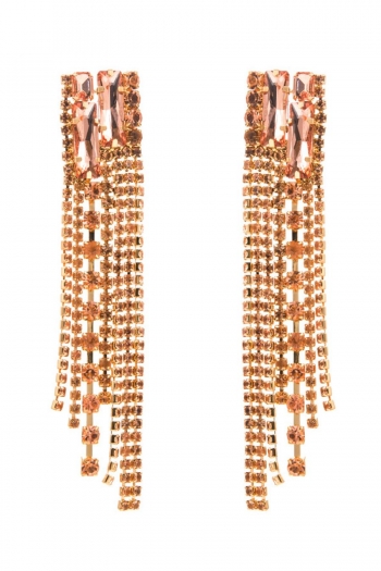 one pair luxury 7 colors tassel orange rhinestone earrings (length:12.2cm)