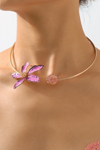 one pc dripping oil flower necklace(length:13cm)