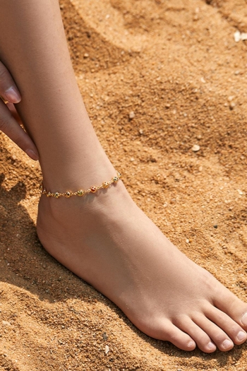one pc beach bohemian rhinestone flower anklet(length:21cm)