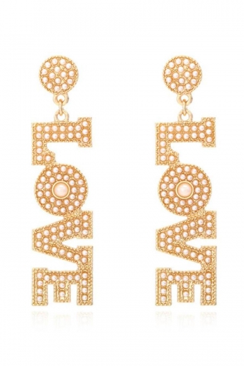 one pair letter pearl earrings(length:7.2cm)