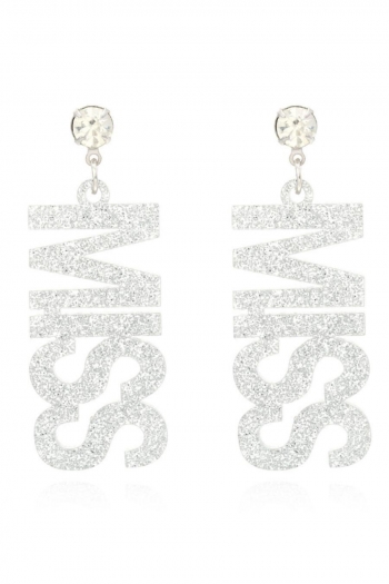 one pair acrylic letter rhinestone earrings(length:5.1cm)