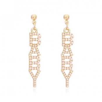 one pair letter pearl rhinestone earrings(length:4.6cm)