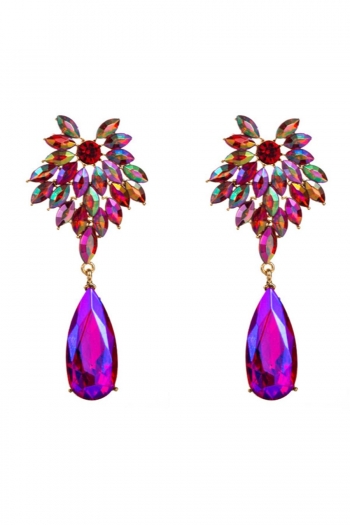 one pair new stylish 8 colors rhinestone alloy long earrings(height:7.5cm)