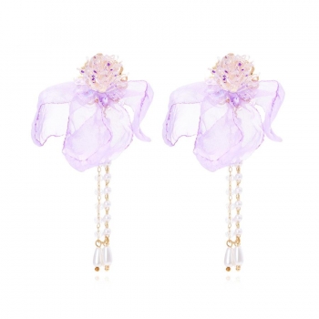 one pair holiday style rhinestone tassel earrings(length:8.5cm)