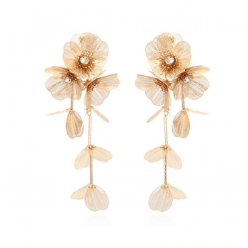 one pair rhinestone flower earrings(length:12cm)