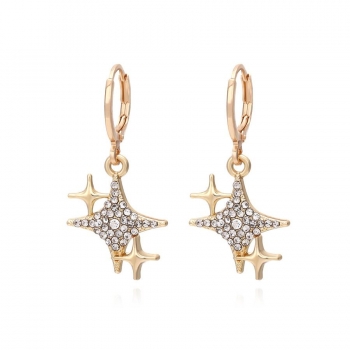 one pair rhinestone stars earrings(length:3.4cm)