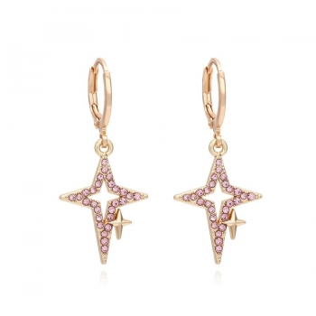 one pair rhinestone stars hollow earrings(length:3.8cm)