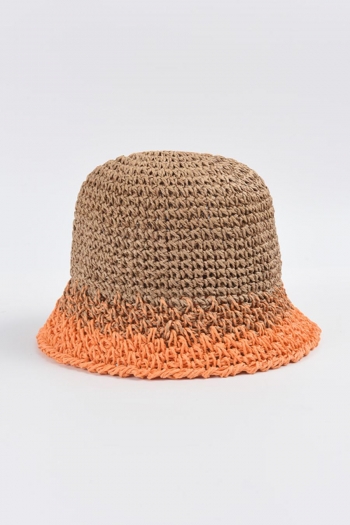 one pc stylish new 7 colors contrast color weave bucket hat(56-58cm)