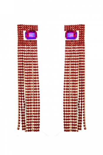 one pair new stylish 6 colors rhinestone tassels earrings(length:12cm)