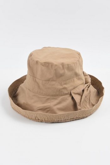 one pc stylish new 3 colors solid color bow decor cotton bucket hat(56-58cm)