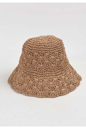 one pc stylish new solid color weave outdoor bucket hat(56-58cm)