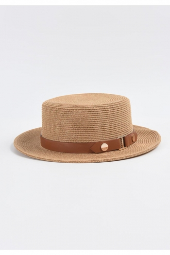 one pc stylish new belt decor beach straw top hat(56-58cm)