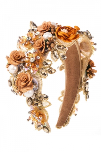 one pc stylish delicate baroque flower rhinestone decor hair hoop(width:9.5cm)