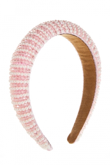 one pc stylish new 6 colors pearl beaded sponge hair hoop(width:3cm)