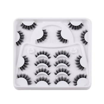 nine pair set synthetic handbag shape tray thick false eyelashes with box(length:35mm)