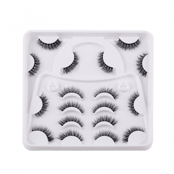 nine pair set synthetic handbag shape tray curly thick false eyelashes with box(length:35mm)