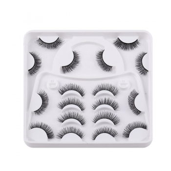 nine pair set synthetic handbag shape tray daily false eyelashes with box(length:35mm)
