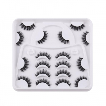 nine pair set synthetic handbag tray thick false eyelashes with box(length:35mm)
