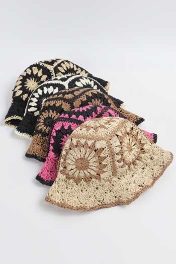 one pc retro hand crochet flowers straw hat