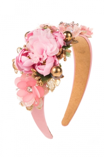 one pc stylish new 9 colors baroque flower rhinestone decor hair hoop(width:4cm)