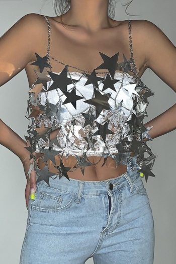 one pc stylish new star sequins hollow top metal chain body chain(height:30cm)