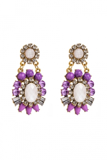 one pair new 4 colors baroque rhinestone decor alloy earrings(length:6cm)