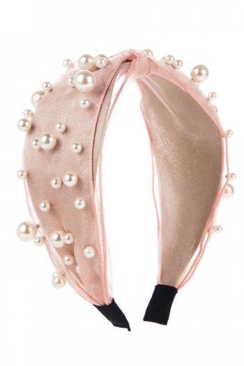 one pc stylish new 6 colors pearl decor mesh kink hair hoop(width:5.5cm)