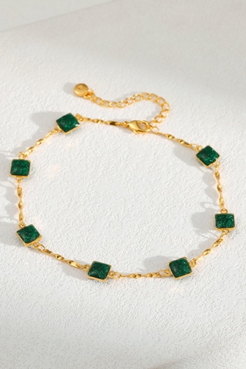 one pc beach emeralds square glitter design anklet(length:21cm)