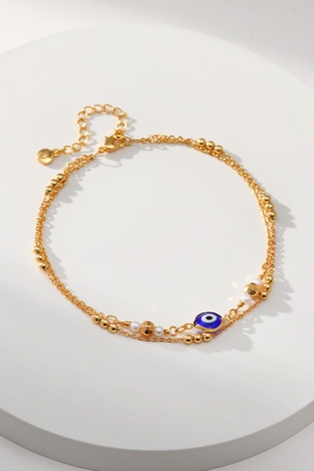 one pc two layer evil eye pearl anklet(length:21.3cm)