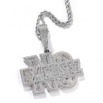 one pc hip hop stainless steel rhinestone letter necklace(length:60cm)