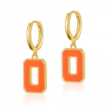 one pair square dripping oil hollow earrings(length:3.1cm)