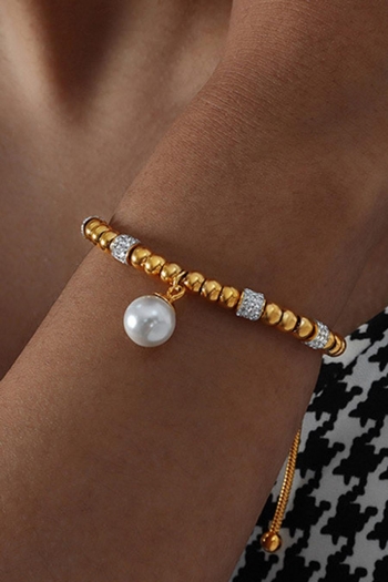 one pc stylish pearl pendant titanium steel bracelet(length:24cm)