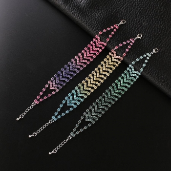 one pc multicolor rhinestone ripple hollow adjustable bracelets(length:17+3.5cm)