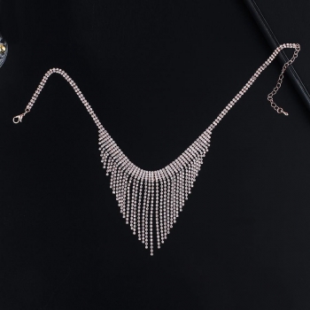 one pc rhinestone tassel adjustable necklace