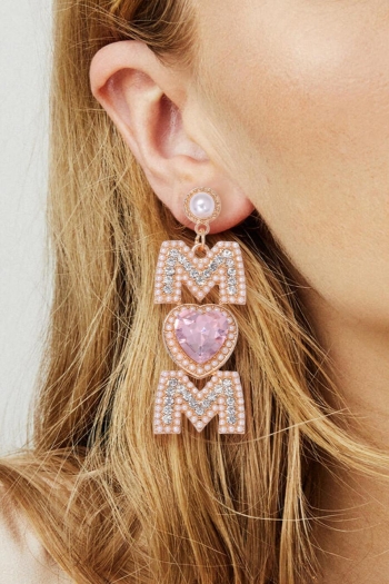 one pair pearl rhinestone letter earrings(length:5.5cm)