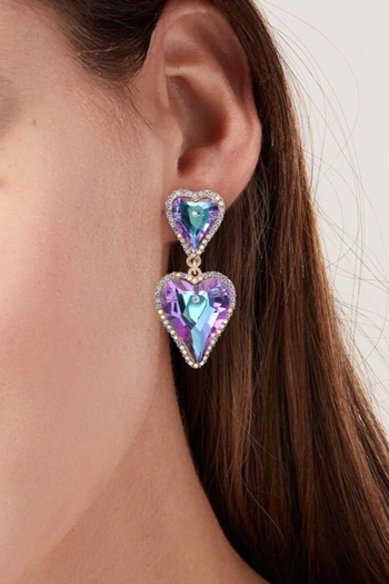 one pair rhinestone heart shape earrings(length:6cm)