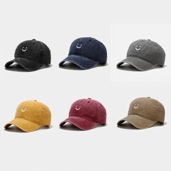one piece smiley embroidered adjustable baseball cap