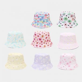 one pc flower batch printing outdoor sun protection bucket hat 56-58cm