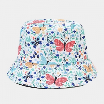 one pc multicolor butterfly batch printing sun protection bucket hat 56-58cm