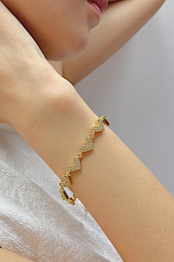 one pc brass rhinestone heart bracelets(length:17+6cm)