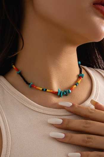 one pc ethnic style gravel beads adjustable necklace(length:35+7 cm)