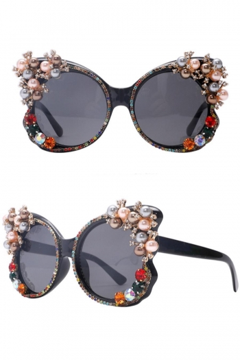 one pc stylish new 4 colors pearl rhinestone decor uv protection sunglasses