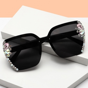 one pc stylish new 3 colors rhinestone decor half frame sunglasses
